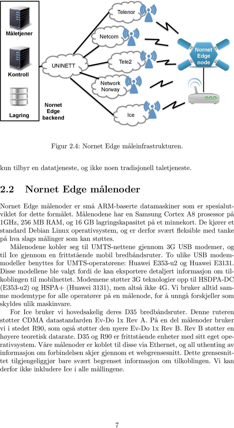 Målenodene har en Samsung Cortex A8 prosessor på 1GHz, 256 MB RAM, og 16 GB lagringskapasitet på et minnekort.