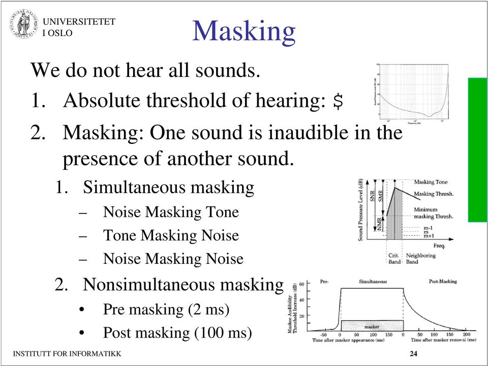 Simultaneous masking Noise Masking Tone Tone Masking Noise Noise Masking Noise 2.