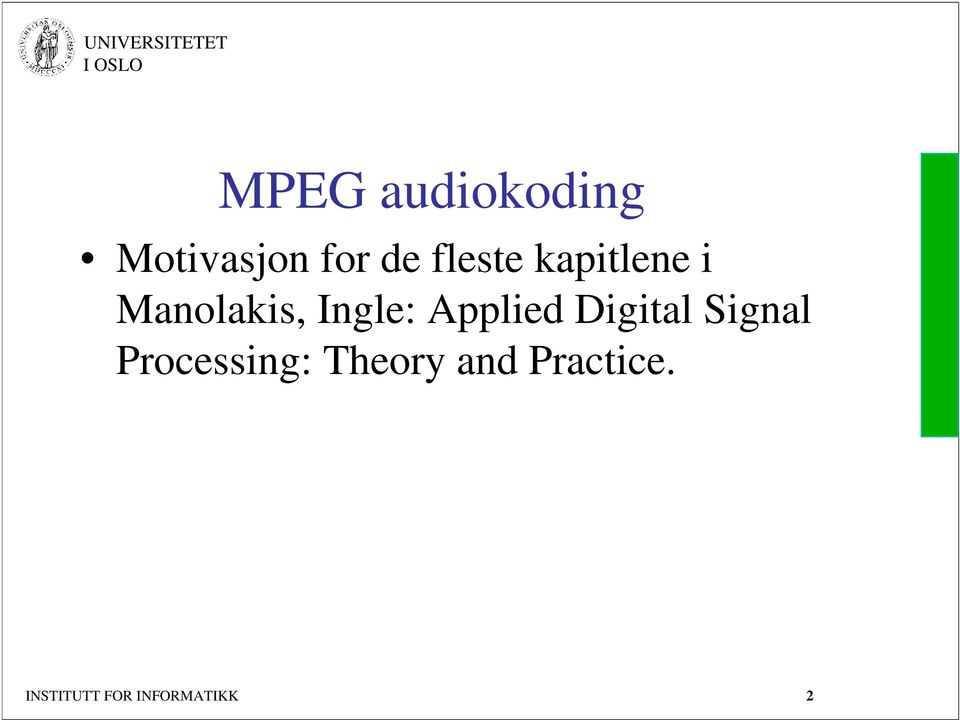 Digital Signal Processing: Theory and