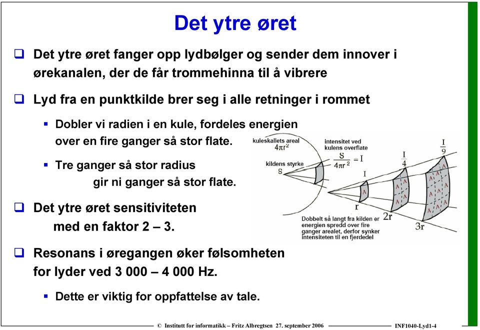 ganger så stor flate. Tre ganger så stor radius gir ni ganger så stor flate.