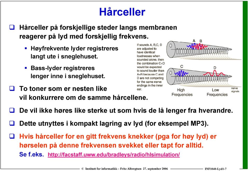 To toner som er nesten like vil konkurrere om de samme hårcellene. De vil ikke høres like sterke ut som hvis de lå lenger fra hverandre.