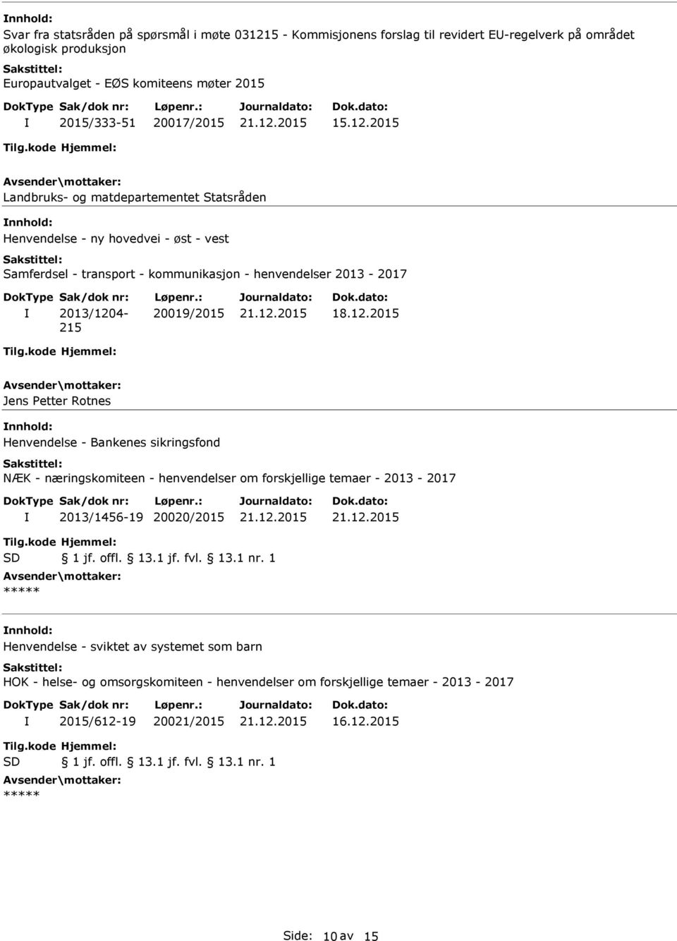 2015 Landbruks- og matdepartementet Statsråden Henvendelse - ny hovedvei - øst - vest Samferdsel - transport - kommunikasjon - henvendelser 2013-2017 2013/1204-215 20019/2015 Jens Petter