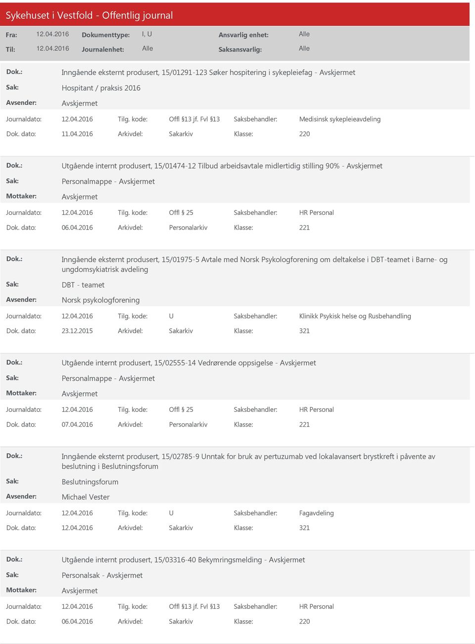 2016 Arkivdel: Personalarkiv Inngående eksternt produsert, 15/01975-5 Avtale med Norsk Psykologforening om deltakelse i DBT-teamet i Barne- og ungdomsykiatrisk avdeling DBT - teamet Norsk