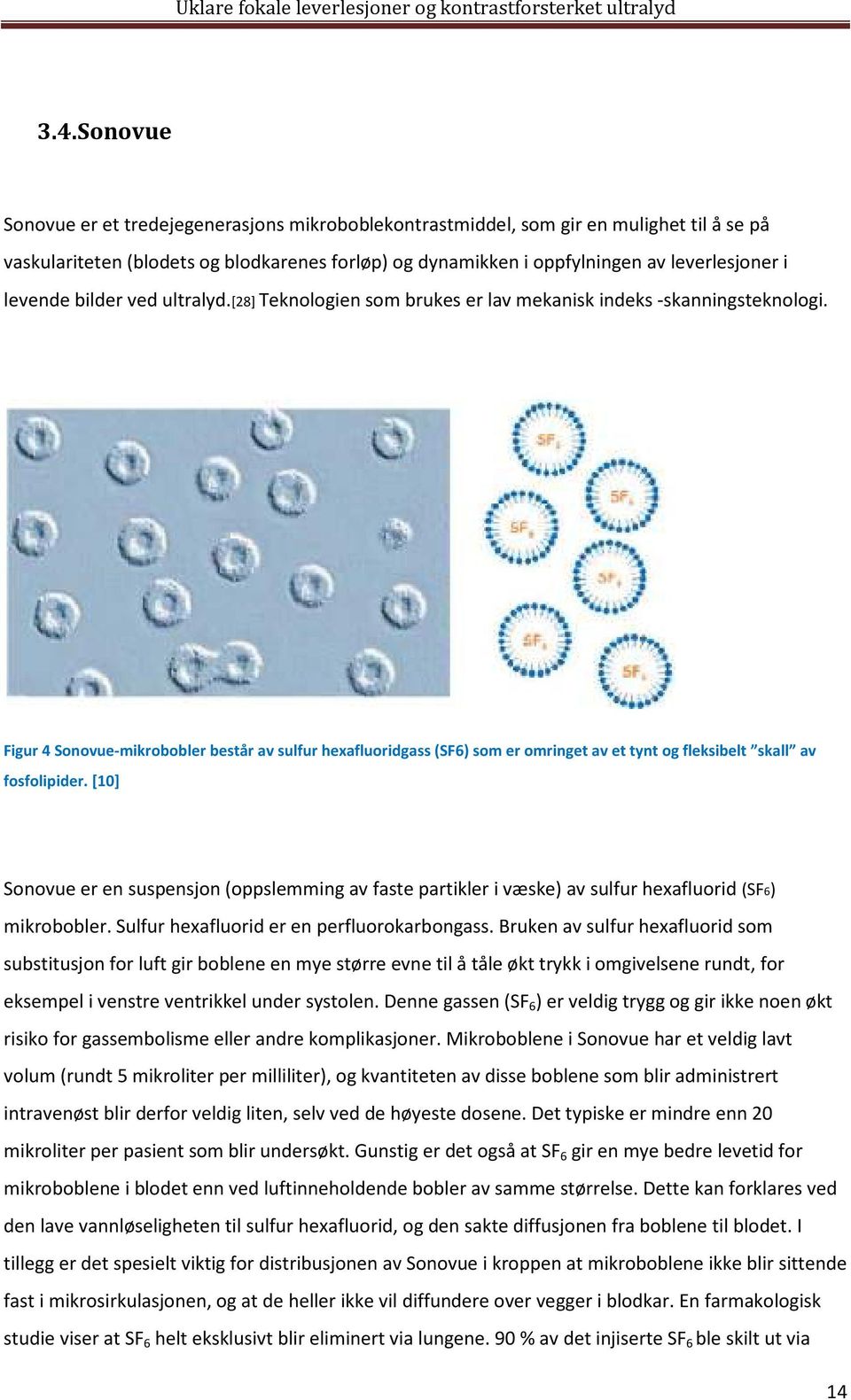 Figur 4 Sonovue-mikrobobler består av sulfur hexafluoridgass (SF6) som er omringet av et tynt og fleksibelt skall av fosfolipider.