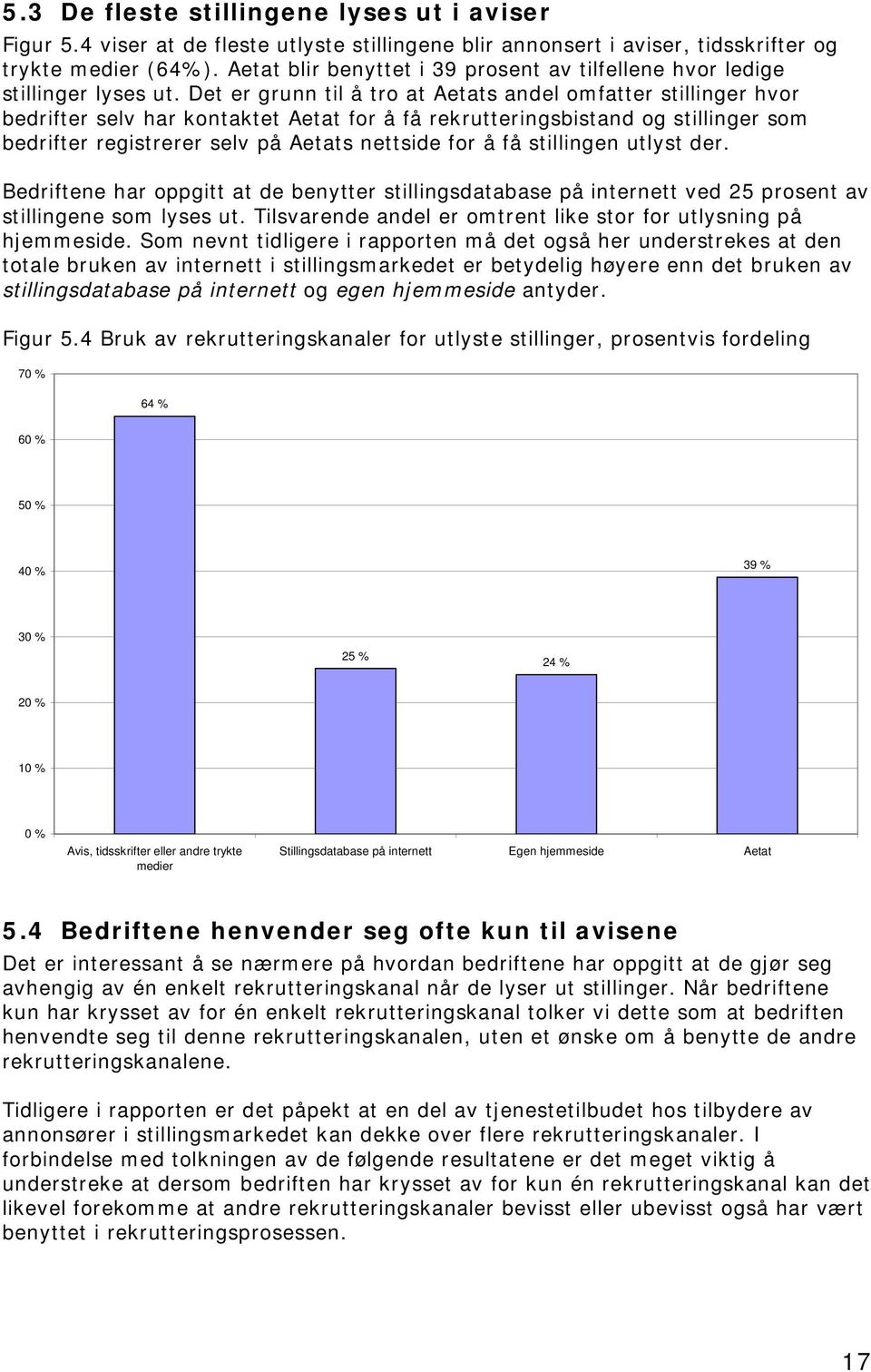 Det er grunn til å tro at Aetats andel omfatter stillinger hvor bedrifter selv har kontaktet Aetat for å få rekrutteringsbistand og stillinger som bedrifter registrerer selv på Aetats nettside for å