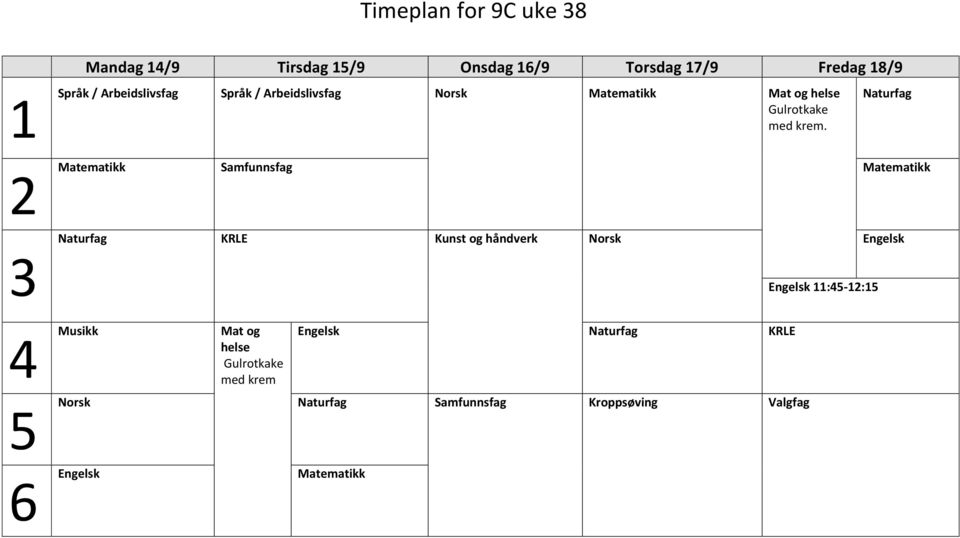 Arbeidslivsfag Språk / Arbeidslivsfag Mat og med krem.