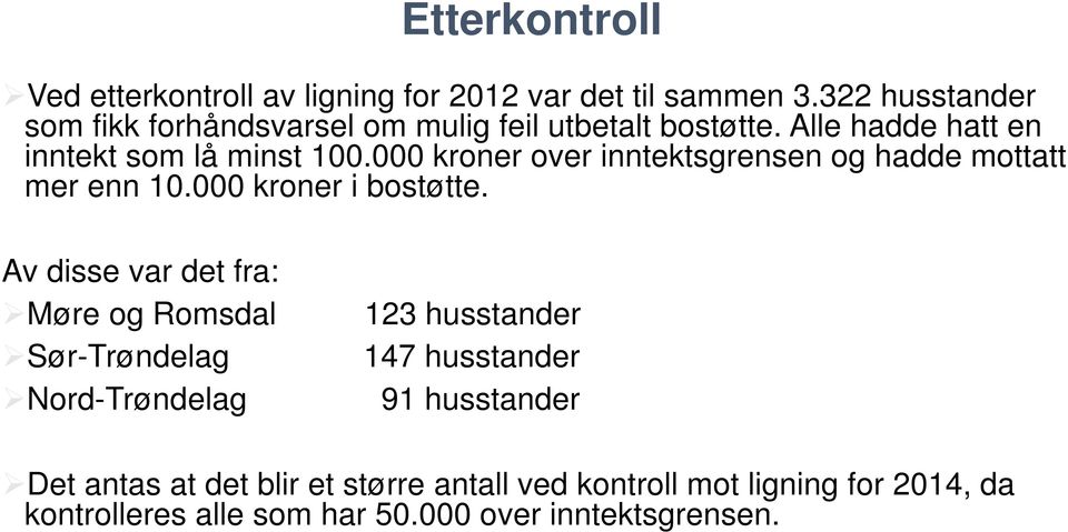 000 kroner over inntektsgrensen og hadde mottatt mer enn 10.000 kroner i bostøtte.