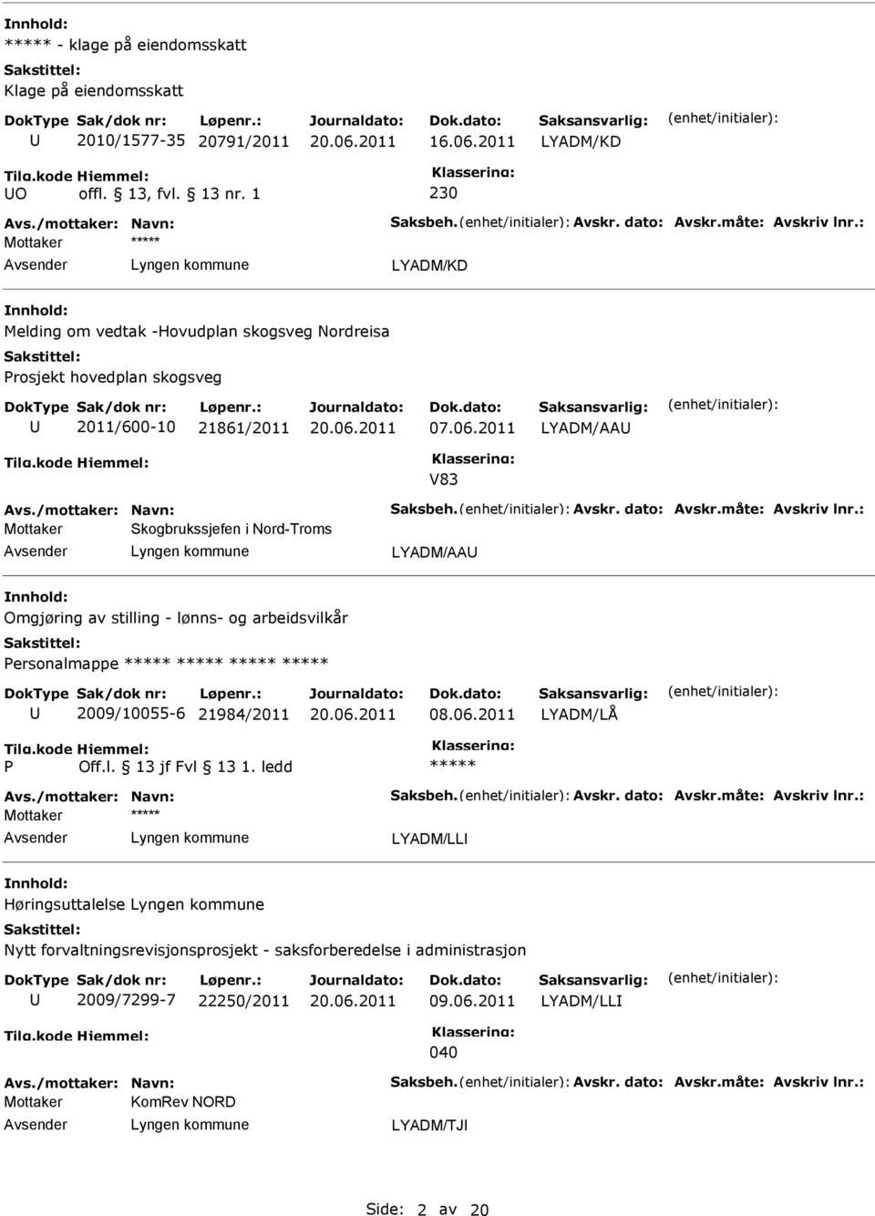 : Skogbrukssjefen i Nord-Troms LYADM/AA Omgjøring av stilling - lønns- og arbeidsvilkår Personalmappe 2009/10055-6 21984/2011 08.06.2011 LYADM/LÅ P Off.l. 13 jf Fvl 13 1. ledd Avs.