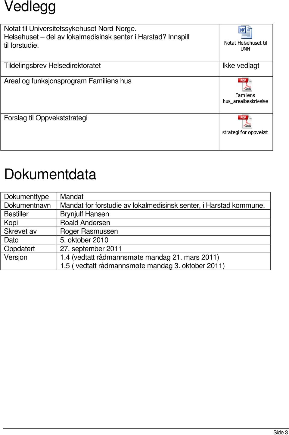 Oppvekststrategi strategi for oppvekst Dokumentdata Dokumenttype Mandat Dokumentnavn Mandat for forstudie av lokalmedisinsk senter, i Harstad kommune.