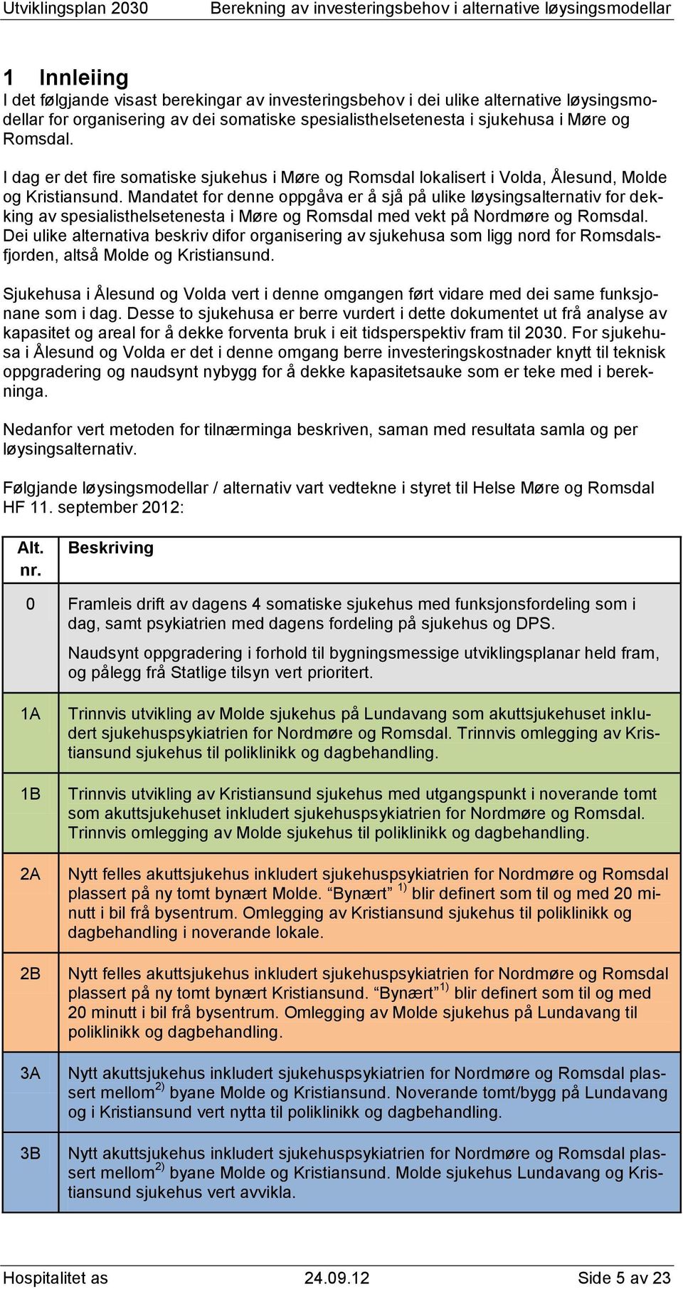 Mandatet for denne oppgåva er å sjå på ulike løysingsalternativ for dekking av spesialisthelsetenesta i Møre og Romsdal med vekt på Nordmøre og Romsdal.