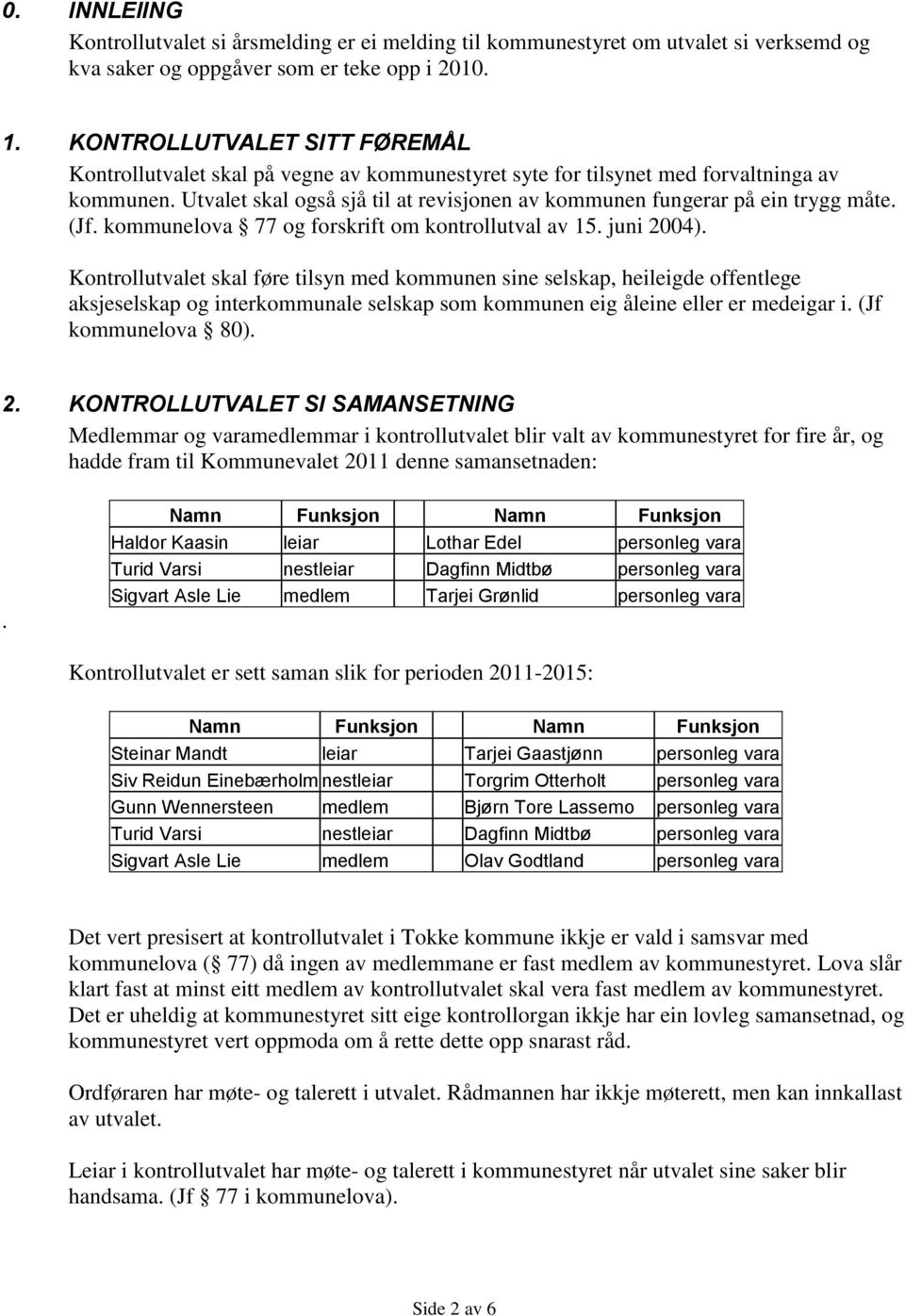 Utvalet skal også sjå til at revisjonen av kommunen fungerar på ein trygg måte. (Jf. kommunelova 77 og forskrift om kontrollutval av 15. juni 2004).