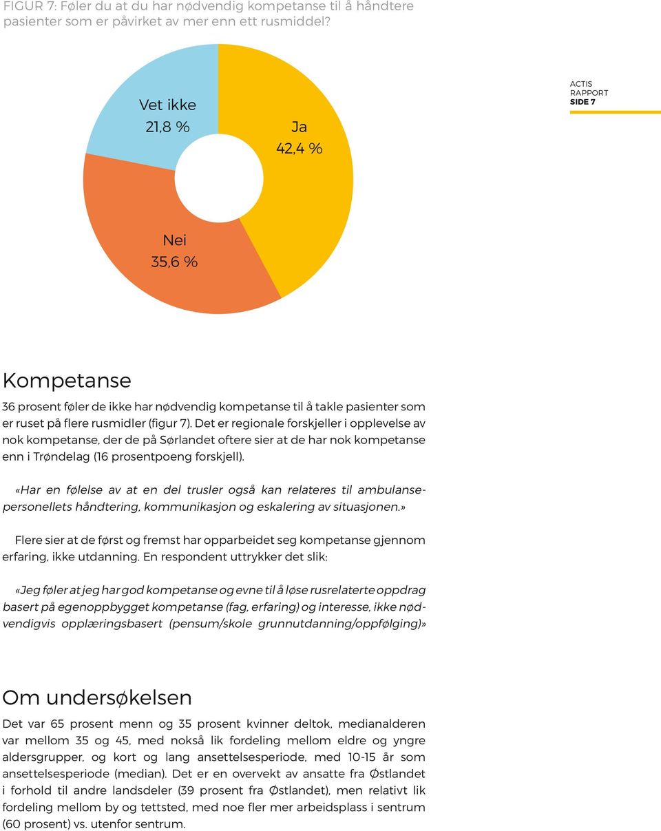 Det er regionale forskjeller i opplevelse av nok kompetanse, der de på Sørlandet oftere sier at de har nok kompetanse enn i Trøndelag (16 prosentpoeng forskjell).