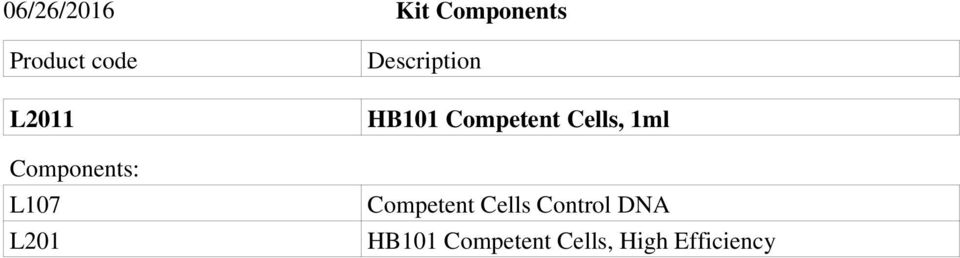 HB101 Competent Cells, 1ml Competent Cells