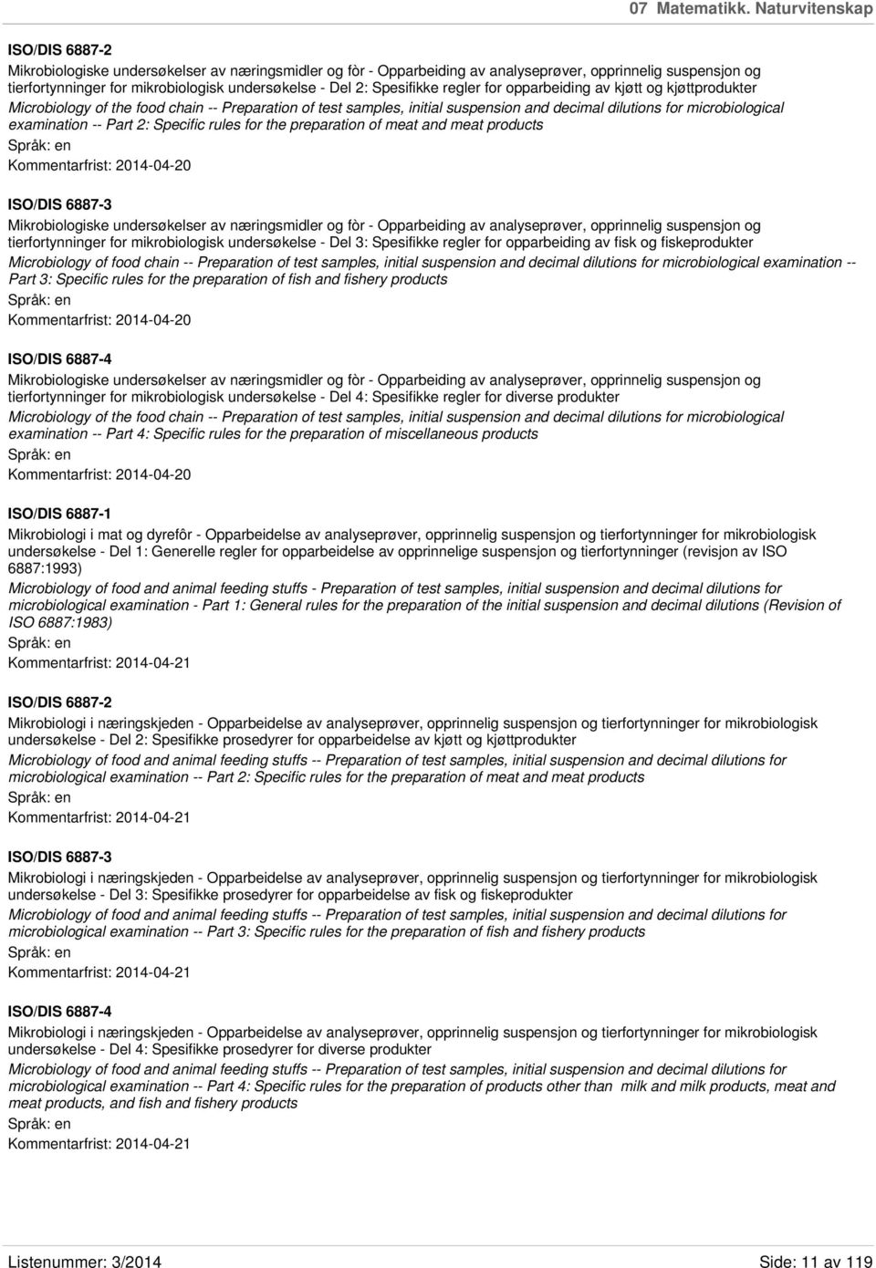 2: Spesifikke regler for opparbeiding av kjøtt og kjøttprodukter Microbiology of the food chain -- Preparation of test samples, initial suspension and decimal dilutions for microbiological