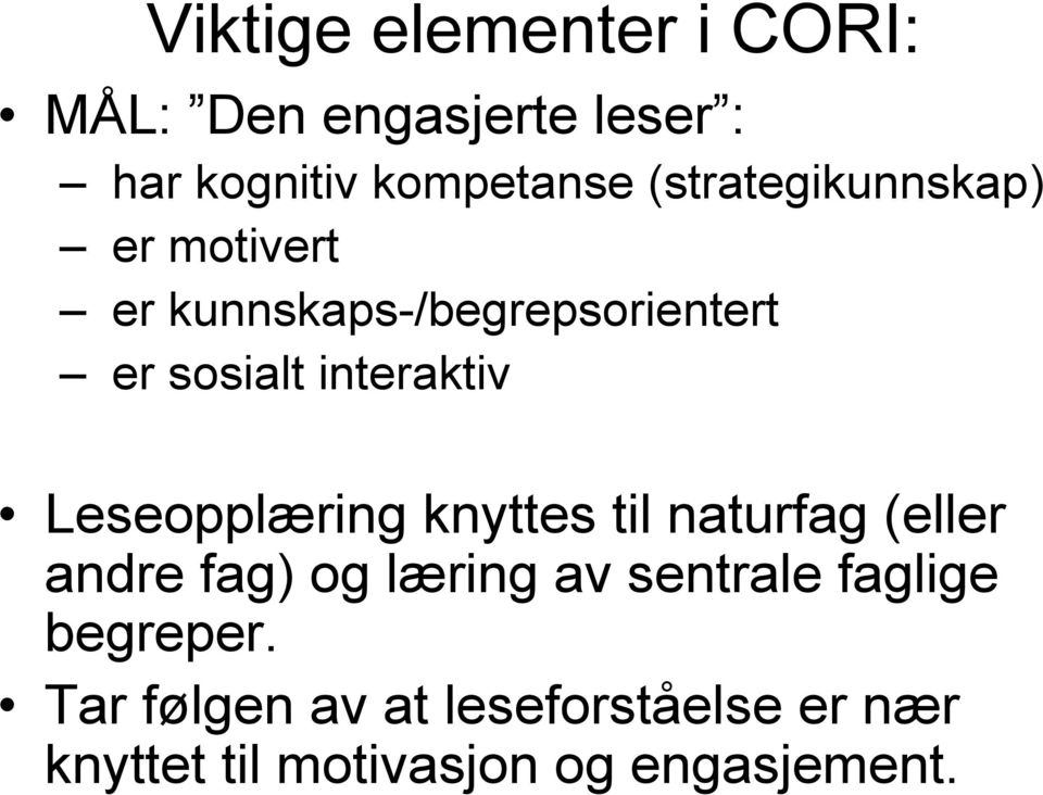 interaktiv Leseopplæring knyttes til naturfag (eller andre fag) og læring av