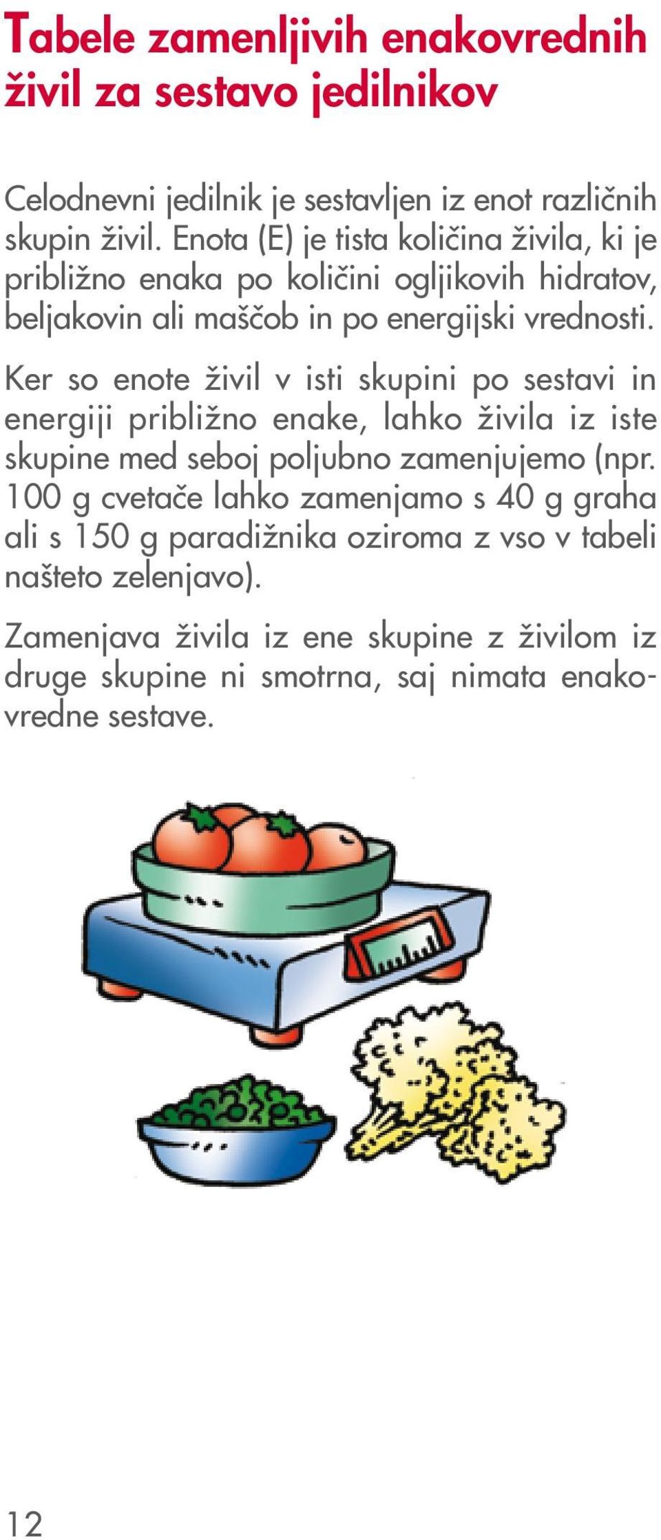 Ker so enote `ivil v isti skupini po sestavi in energiji pribli`no enake, lahko `ivila iz iste skupine med seboj poljubno zamenjujemo (npr.