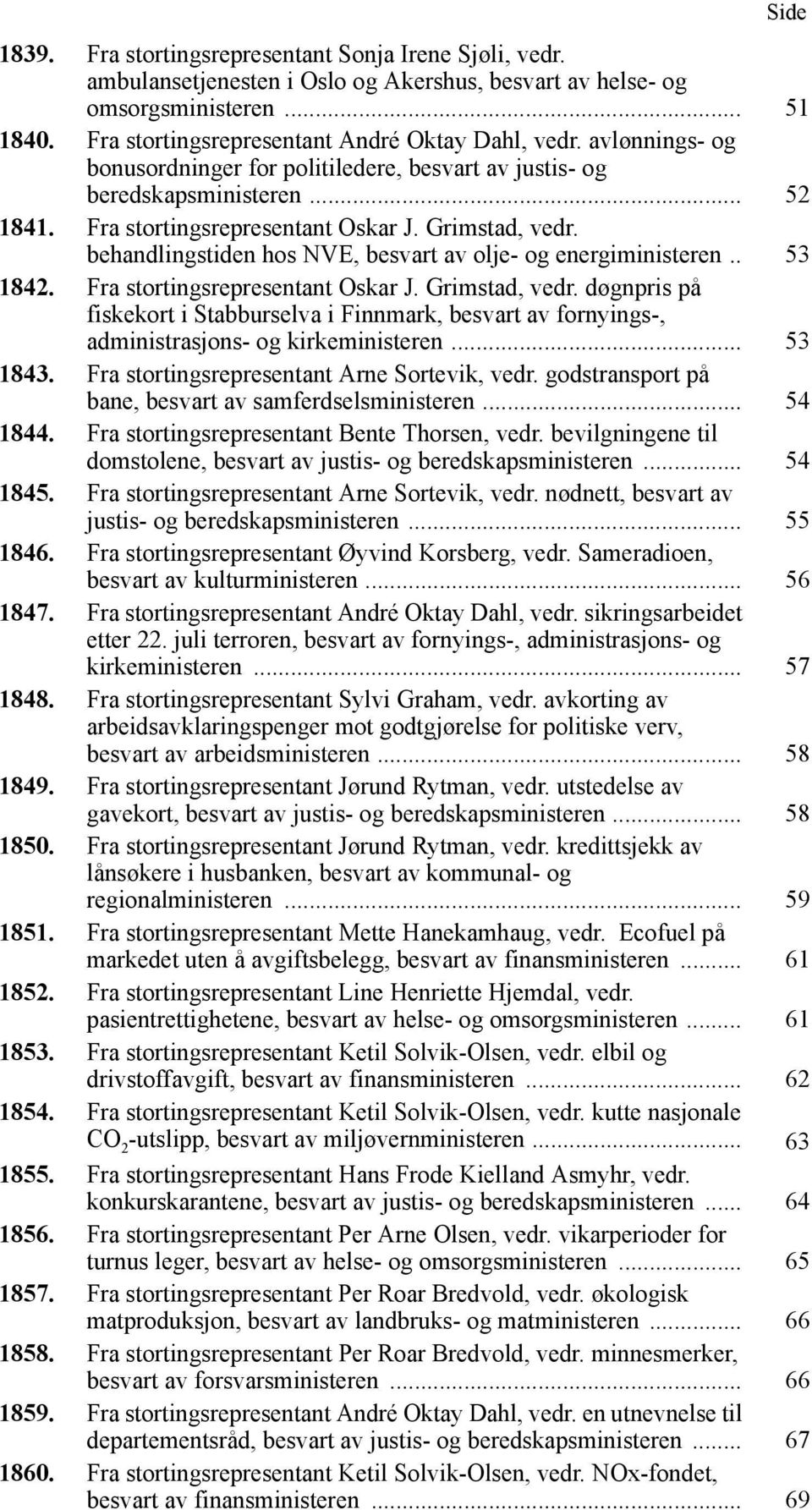 Grimstad, vedr. behandlingstiden hos NVE, besvart av olje- og energiministeren.. 53 1842. Fra stortingsrepresentant Oskar J. Grimstad, vedr.