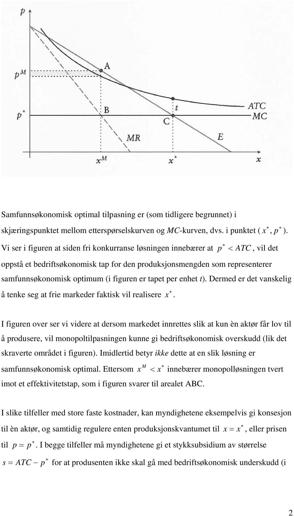 tapet per enhet t). Dermed er det vanskelig å tenke seg at frie markeder faktisk vil realisere x.