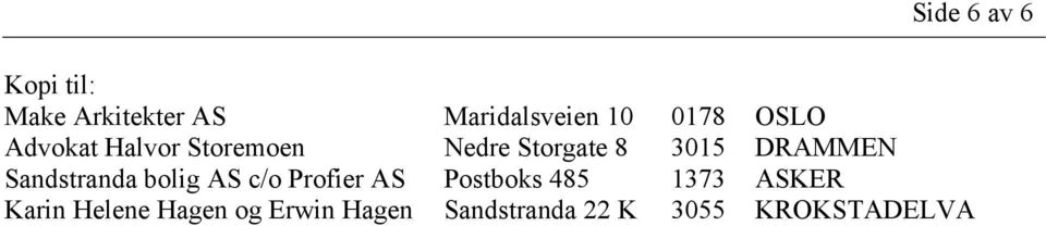 Sandstranda bolig AS c/o Profier AS Postboks 485 1373 ASKER