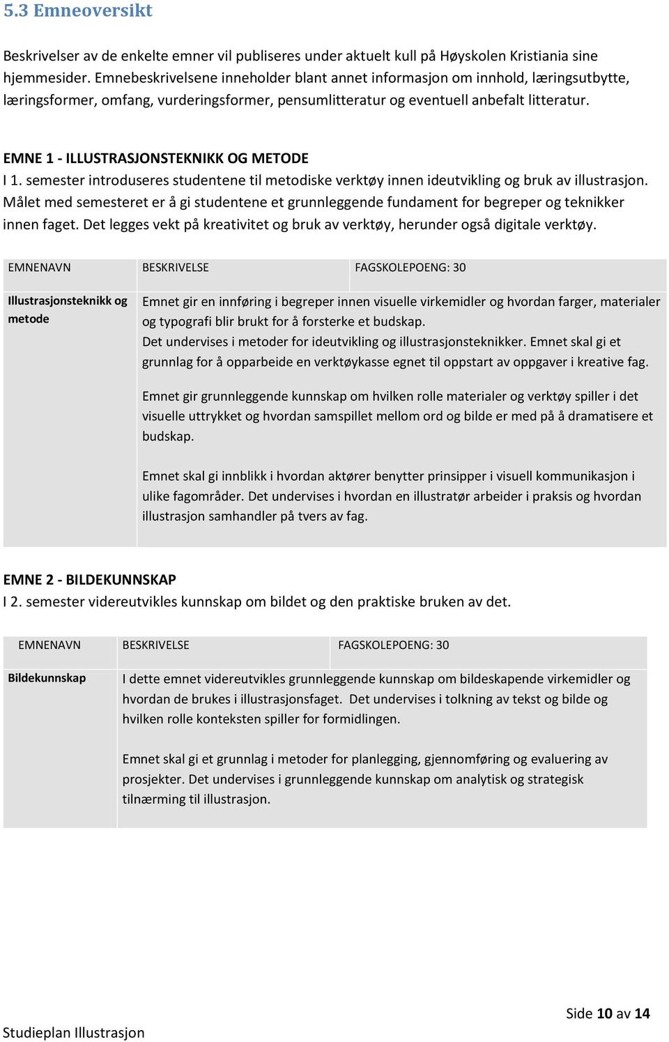 EMNE 1 - ILLUSTRASJONSTEKNIKK OG METODE I 1. semester introduseres studentene til metodiske verktøy innen ideutvikling og bruk av illustrasjon.