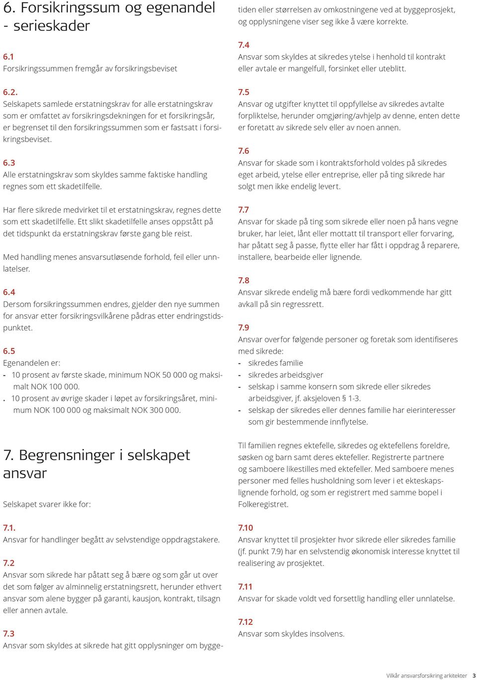 2 Ansvar som sikrede har påtatt seg å bære og som går ut over det som følger av alminnelig erstatningsrett, herunder ethvert ansvar som alene bygger på garanti, kausjon, kontrakt, tilsagn eller annen