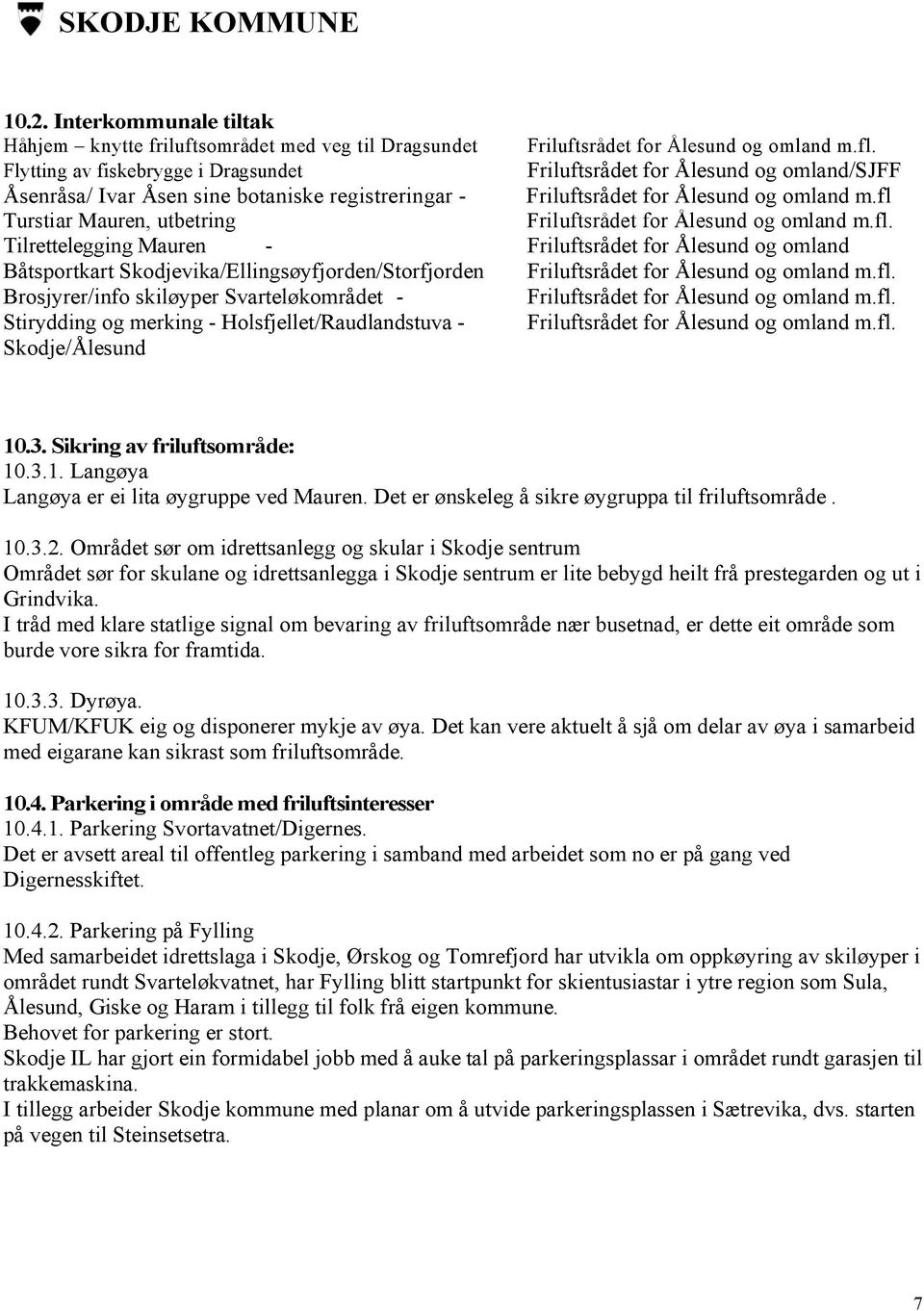 fl Turstiar Mauren, utbetring Friluftsrådet for Ålesund og omland m.fl. Tilrettelegging Mauren - Friluftsrådet for Ålesund og omland Båtsportkart Skodjevika/Ellingsøyfjorden/Storfjorden Friluftsrådet for Ålesund og omland m.