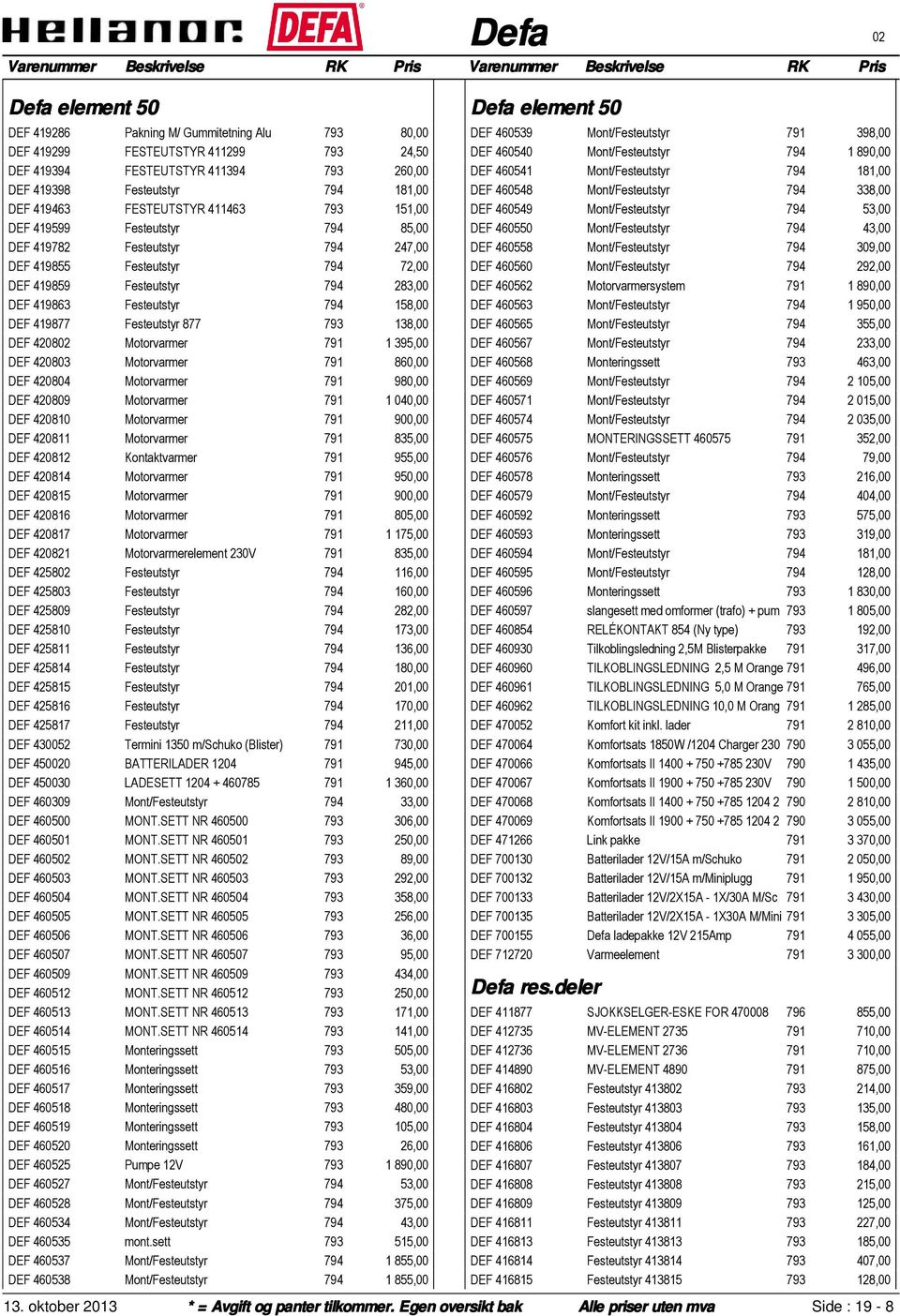 877 793 138,00 DEF 420802 Motorvarmer 791 1 395,00 DEF 420803 Motorvarmer 791 860,00 DEF 420804 Motorvarmer 791 980,00 DEF 420809 Motorvarmer 791 1 040,00 DEF 420810 Motorvarmer 791 900,00 DEF 420811