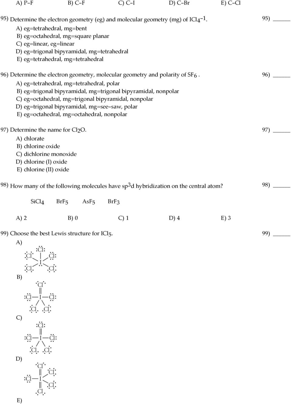 molecular geometry and polarity of SF6.