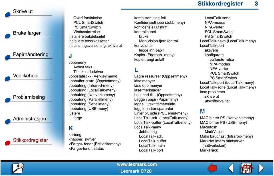 komplisert side-feil Konfidensiell jobb (Jobbmeny) konfidensiell utskrift kontrollpanel bruke MarkVision-fjernkontroll konvolutter legge inn papir Kopier (Etterbeh.