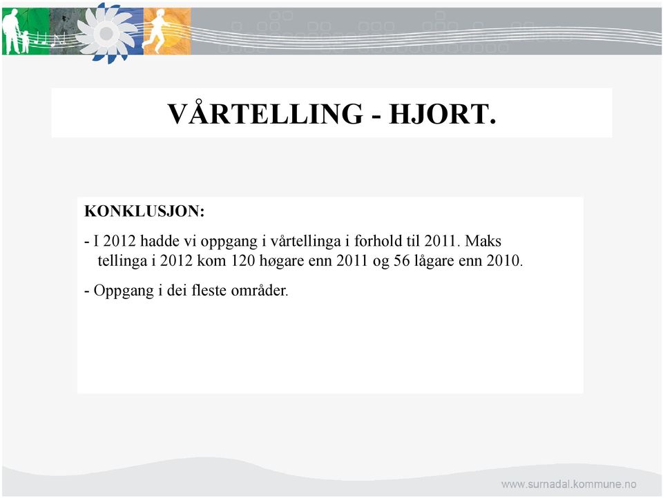 vårtellinga i forhold til 2011.