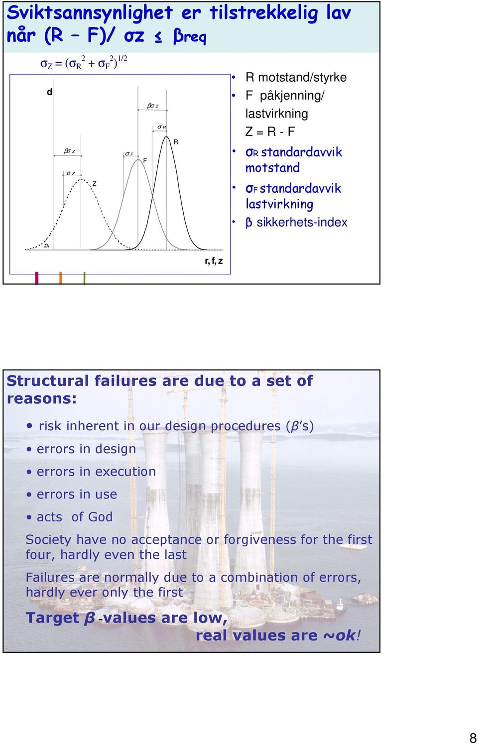 reasons: risk inherent in our design procedures (β s) errors in design errors in eecution errors in use acts of God Society have no acceptance or