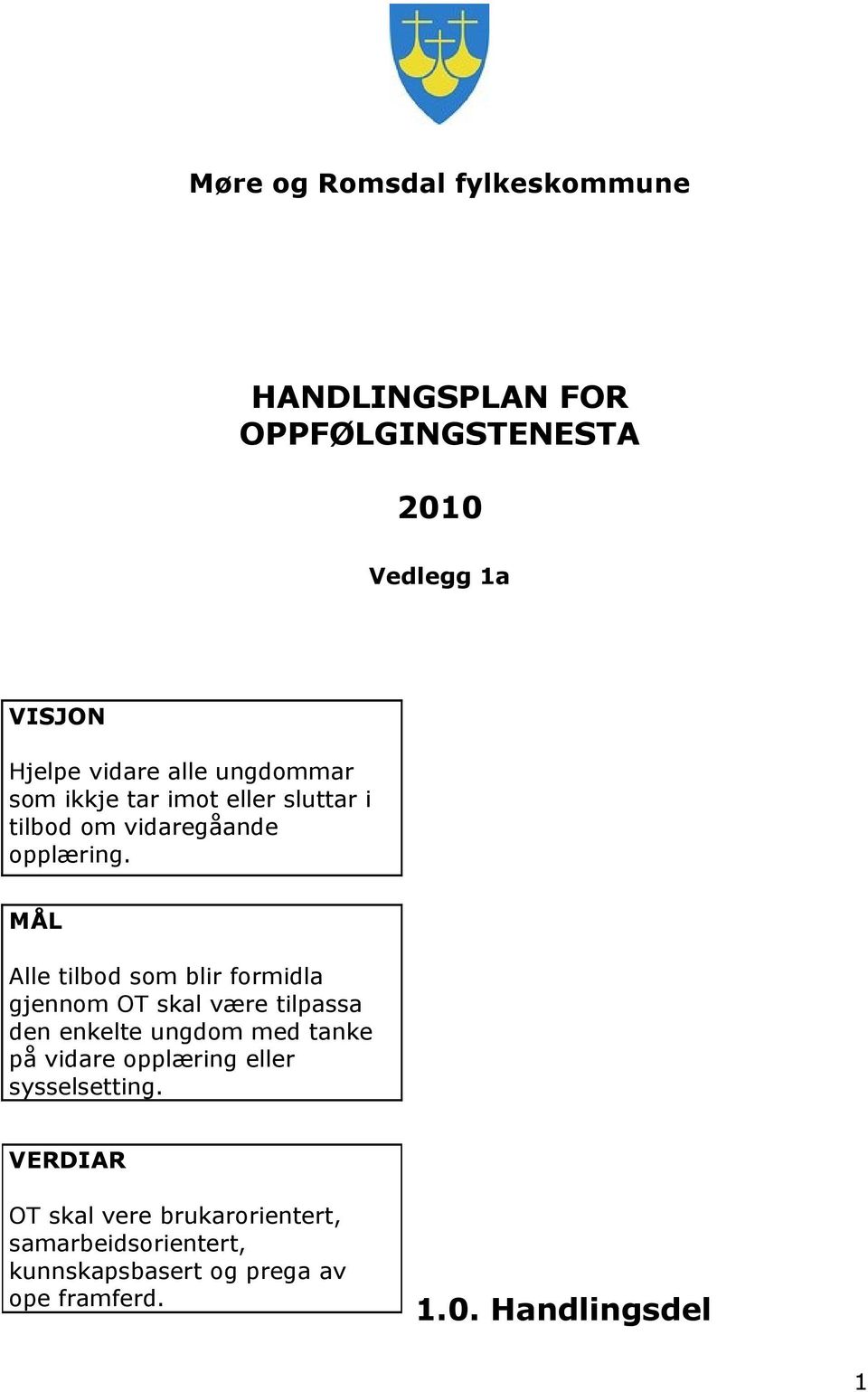 MÅL Alle tilbod som blir midla gjennom OT skal være tilpassa den enkelte ungdom med tanke på vide