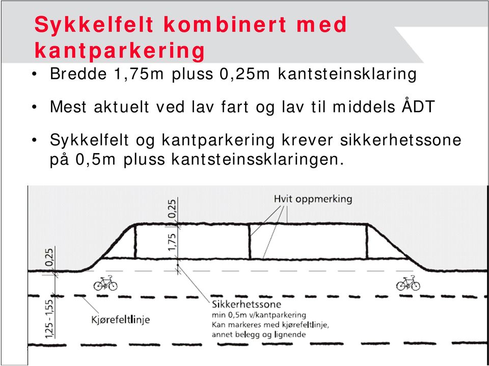 fart og lav til middels ÅDT Sykkelfelt og