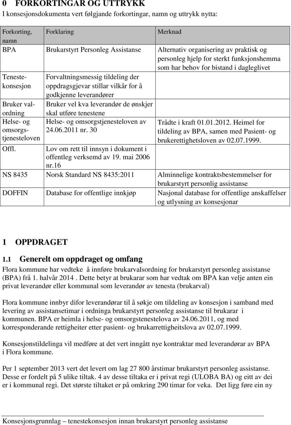 leverandører Bruker val- Bruker vel kva leverandør de ønskjer ordning Helse- og omsorgstjenesteloven Offl. skal utføre tenestene Helse- og omsorgstjenesteloven av 24.06.2011 nr.