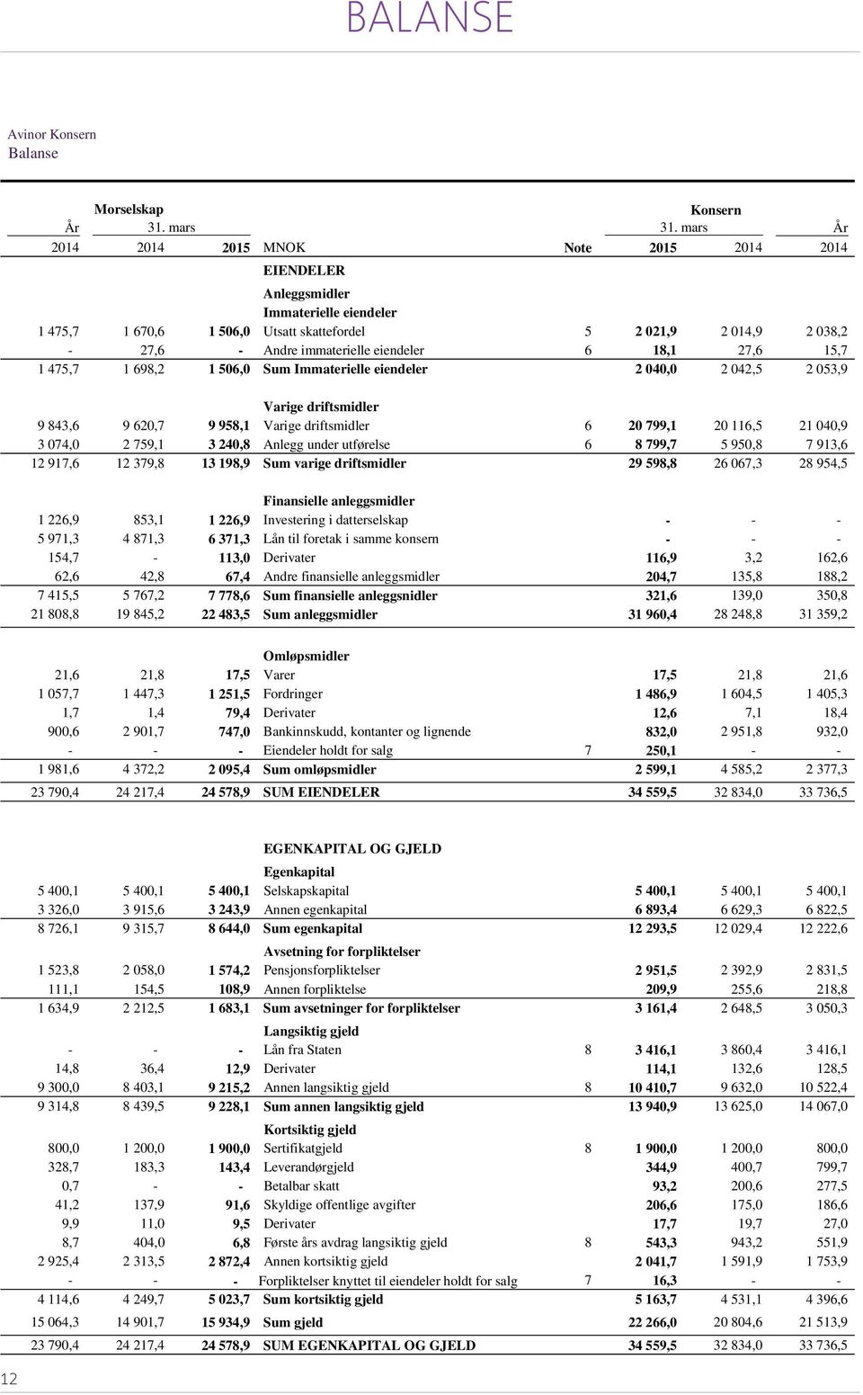 eiendeler 6 18,1 27,6 15,7 1 475,7 1 698,2 1 506,0 Sum Immaterielle eiendeler 2 040,0 2 042,5 2 053,9 Varige driftsmidler 9 843,6 9 620,7 9 958,1 Varige driftsmidler 6 20 799,1 20 116,5 21 040,9 3