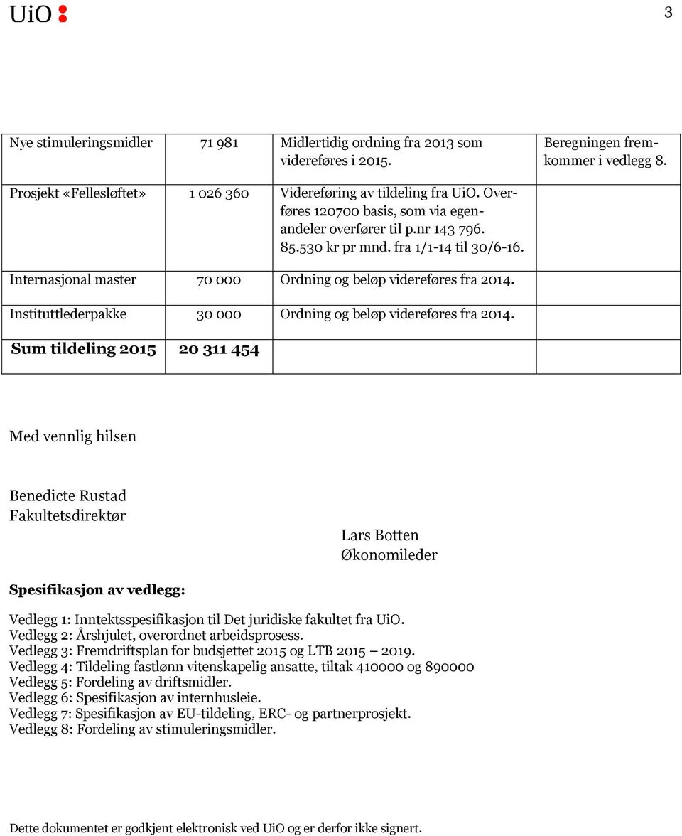 Instituttlederpakke 30 000 Ordning og beløp videreføres fra 2014.