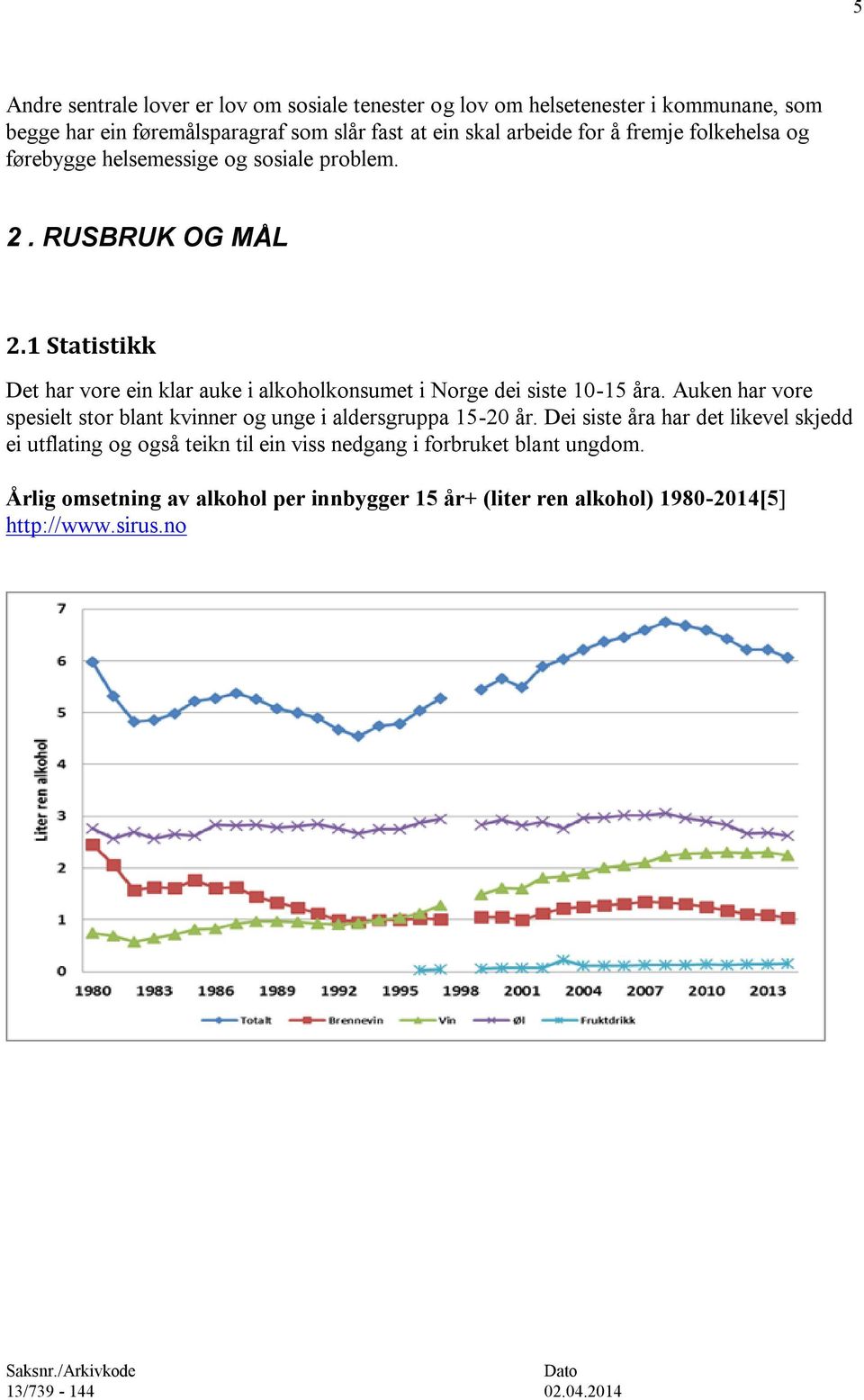 1 Statistikk Det har vore ein klar auke i alkoholkonsumet i Norge dei siste 10-15 åra.