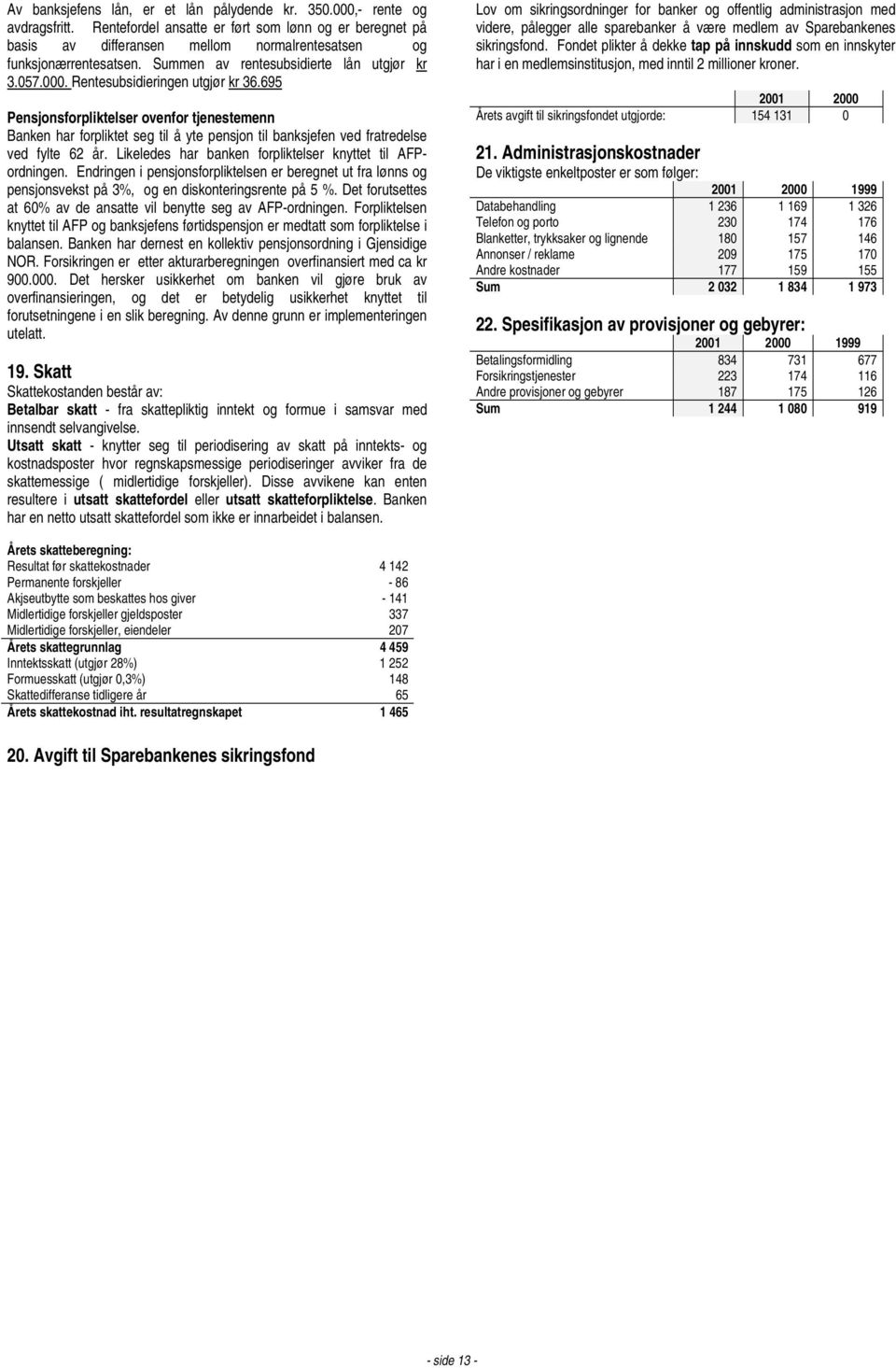 Rentesubsidieringen utgjør kr 36.695 Pensjonsforpliktelser ovenfor tjenestemenn Banken har forpliktet seg til å yte pensjon til banksjefen ved fratredelse ved fylte 62 år.