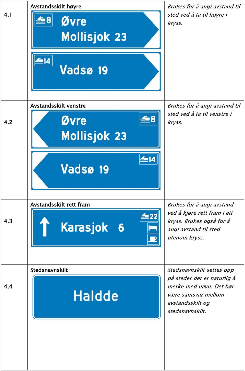 3 Avstandsskilt rett fram Brukes for å angi avstand ved å kjøre rett fram i ett kryss.