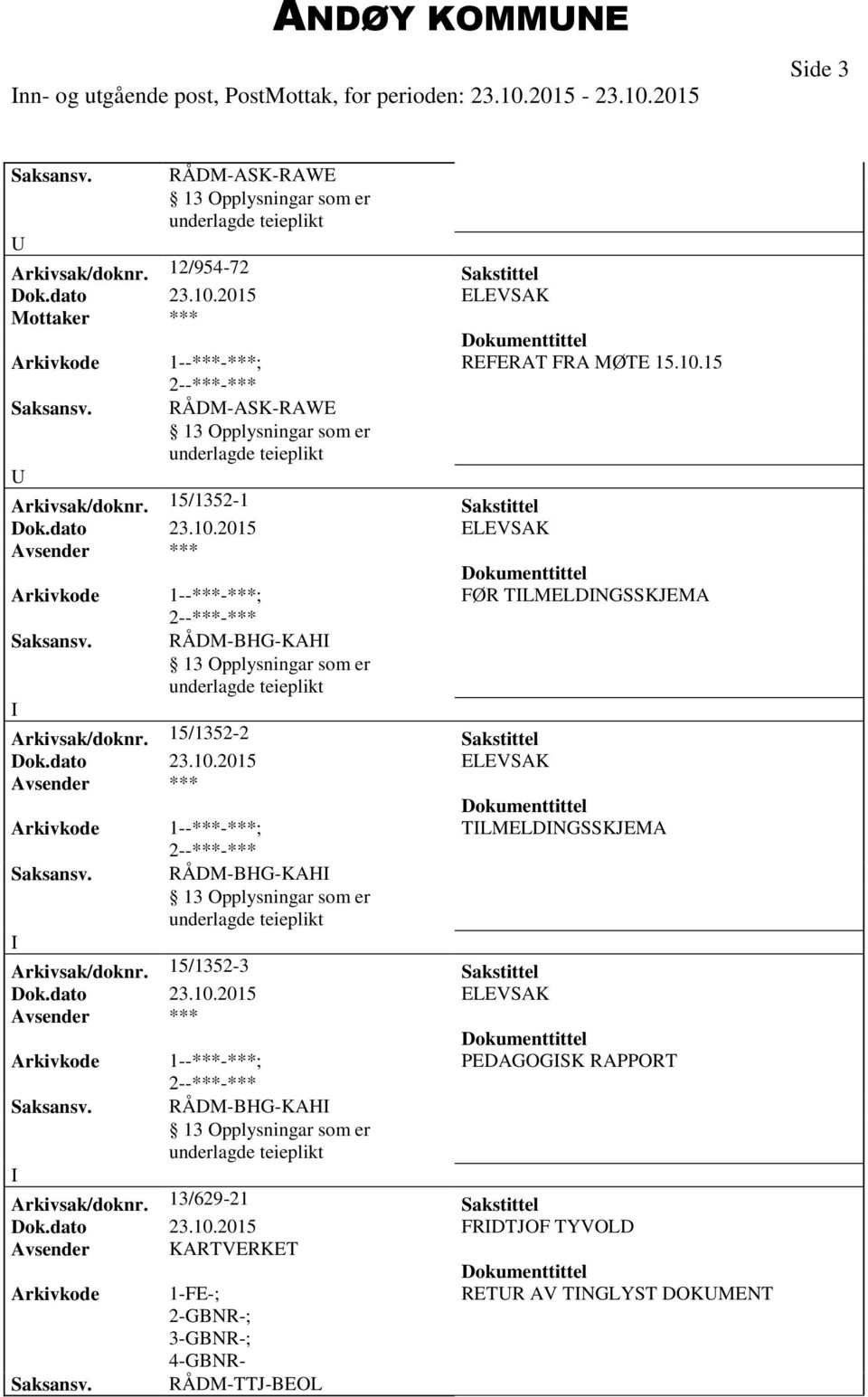 RÅDM-BHG-KAH Arkivsak/doknr. 15/1352-2 Sakstittel TLMELDNGSSKJEMA Saksansv. RÅDM-BHG-KAH Arkivsak/doknr.