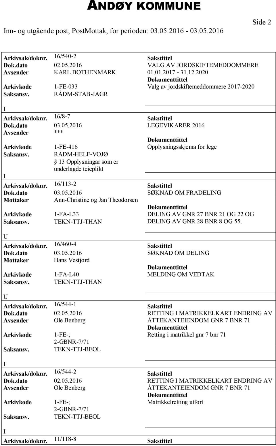 2016 LEGEVKARER 2016 Arkivkode 1-FE-416 Opplysningsskjema for lege Saksansv. RÅDM-HELF-VOJØ Arkivsak/doknr. 16/113-2 Sakstittel Dok.dato 03.05.