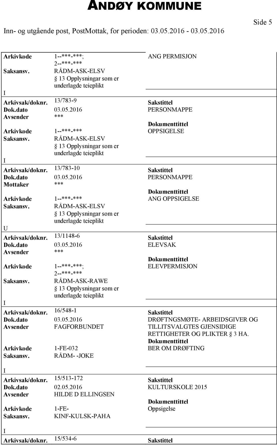 16/548-1 Sakstittel Dok.dato 03.05.2016 DRØFTNGSMØTE- ARBEDSGVER OG Avsender FAGFORBNDET TLLTSVALGTES GJENSDGE RETTGHETER OG PLKTER 3 HA. Arkivkode 1-FE-032 BER OM DRØFTNG Saksansv.