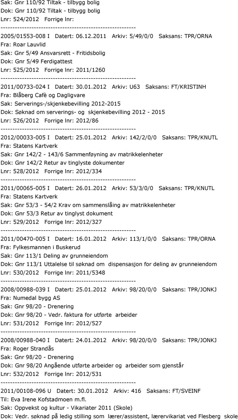 2011 Arkiv: 5/49/0/0 Saksans: TPR/ORNA Fra: Roar Lauvlid Sak: Gnr 5/49 Ansvarsrett - Fritidsbolig Dok: Gnr 5/49 Ferdigattest Lnr: 525/2012 Forrige lnr: 2011/1260 2011/00733-024 I Datert: 30.01.2012