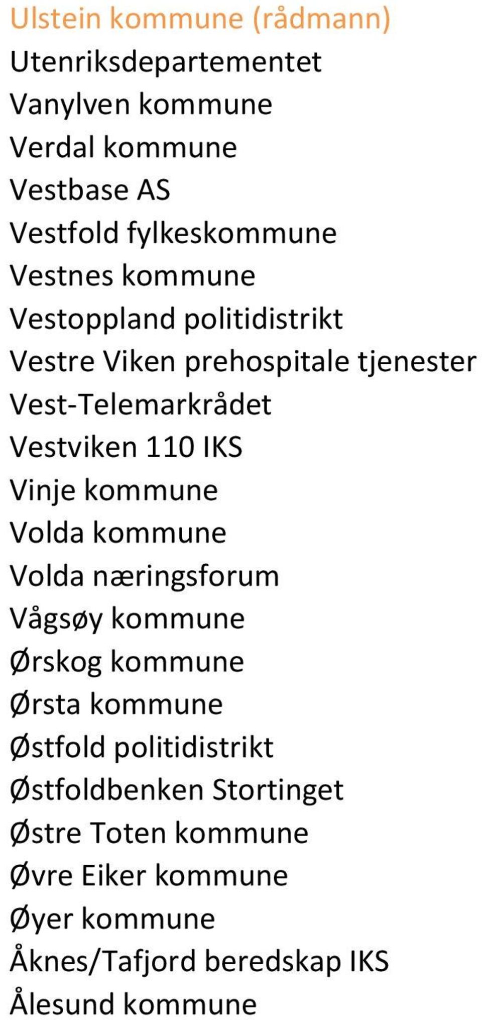 Vinje kommune Volda kommune Volda næringsforum Vågsøy kommune Ørskog kommune Ørsta kommune Østfold politidistrikt