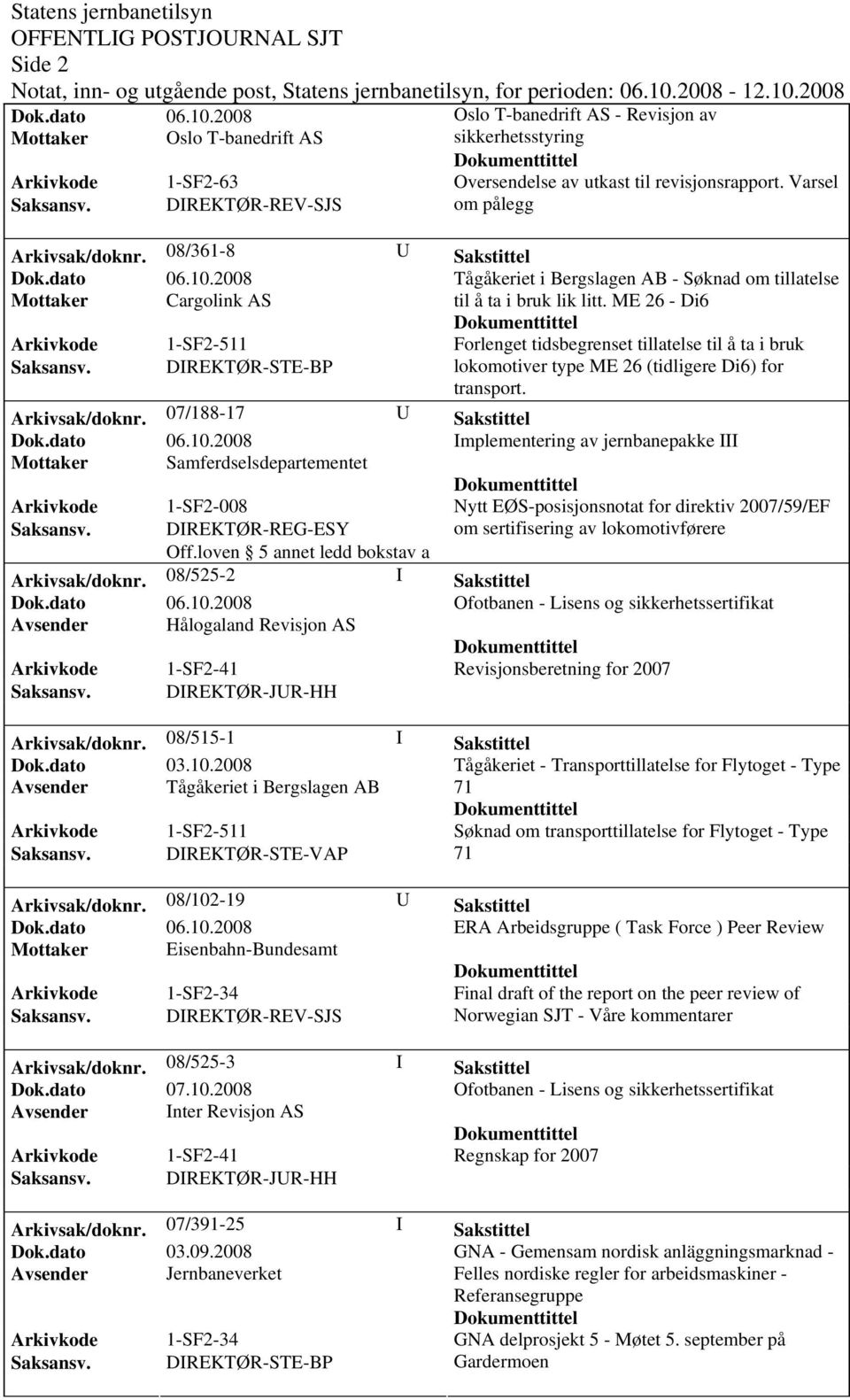 ME 26 - Di6 Forlenget tidsbegrenset tillatelse til å ta i bruk lokomotiver type ME 26 (tidligere Di6) for transport. Arkivsak/doknr.