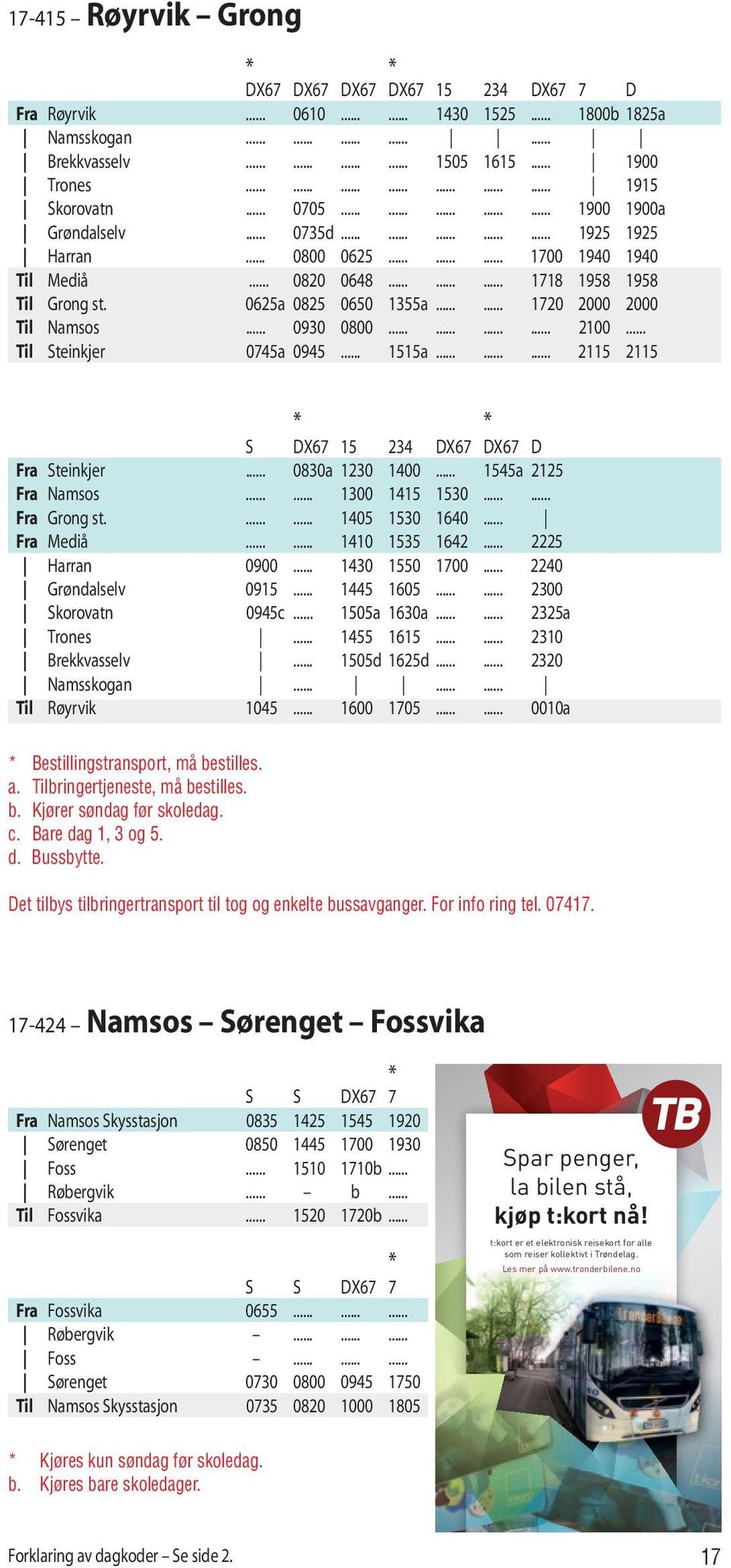 0625a 0825 0650 1355a...... 1720 2000 2000 Til Namsos... 0930 0800............ 2100... Til Steinkjer 0745a 0945... 1515a......... 2115 2115 S DX67 15 234 DX67 DX67 D Fra Steinkjer... 0830a 1230 1400.