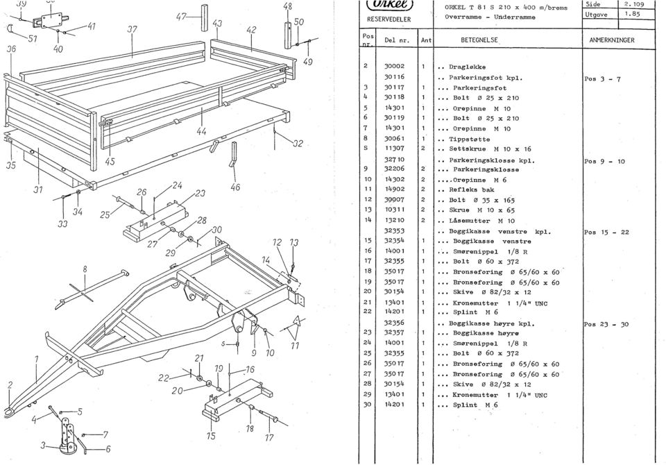 3-7 3 307 Parkeringsfot 308 Bolt ø 5 x 0 5 30 Orepinne H 0 6 309 Bolt ø 5 x 0 7 30 Orepinne M 0 J 8 3006 Tippstøtte S 307 Settskrue M 0 x 6 ))/ 370 Parkeringsklosse kpl.