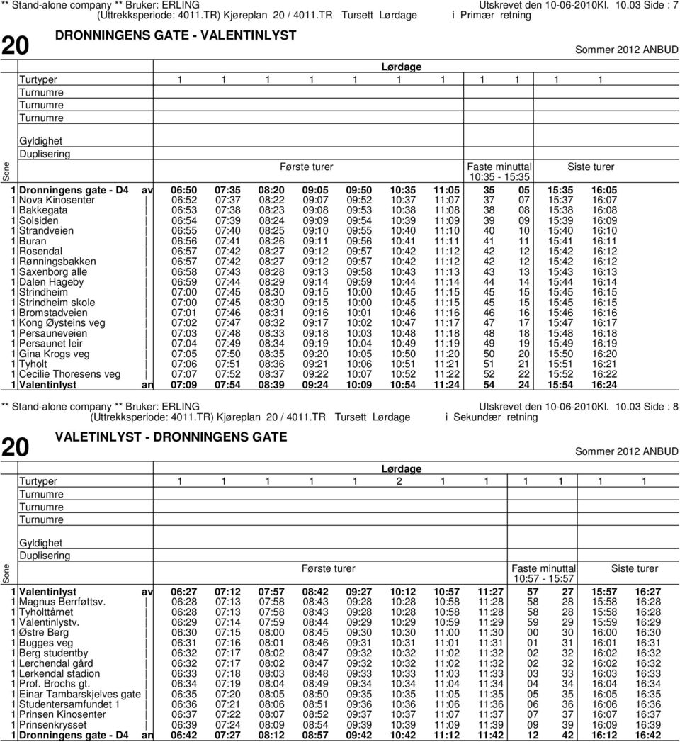 Hageby Strindheim Strindheim skole Bromstadveien Kong Øysteins veg Persauneveien Persaunet leir Gina Krogs veg Tyholt Cecilie Thoresens veg Valentinlyst 06:50 06:52 06:54 06:55 06:56 06:58 07:00