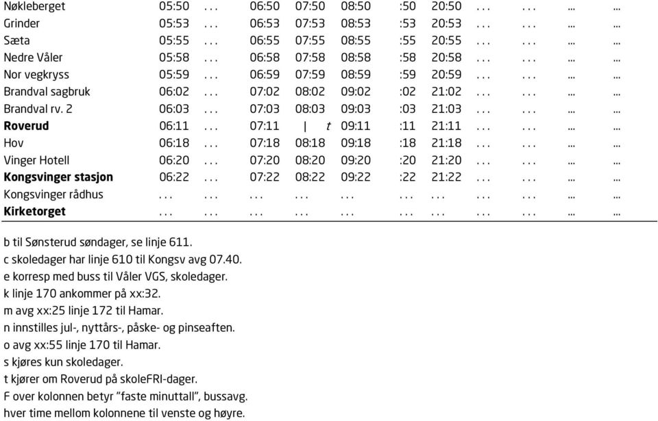 .. 07:03 08:03 09:03 :03 21:03............ Roverud 06:11... 07:11 t 09:11 :11 21:11............ Hov 06:18... 07:18 08:18 09:18 :18 21:18............ Vinger Hotell 06:20... 07:20 08:20 09:20 :20 21:20.