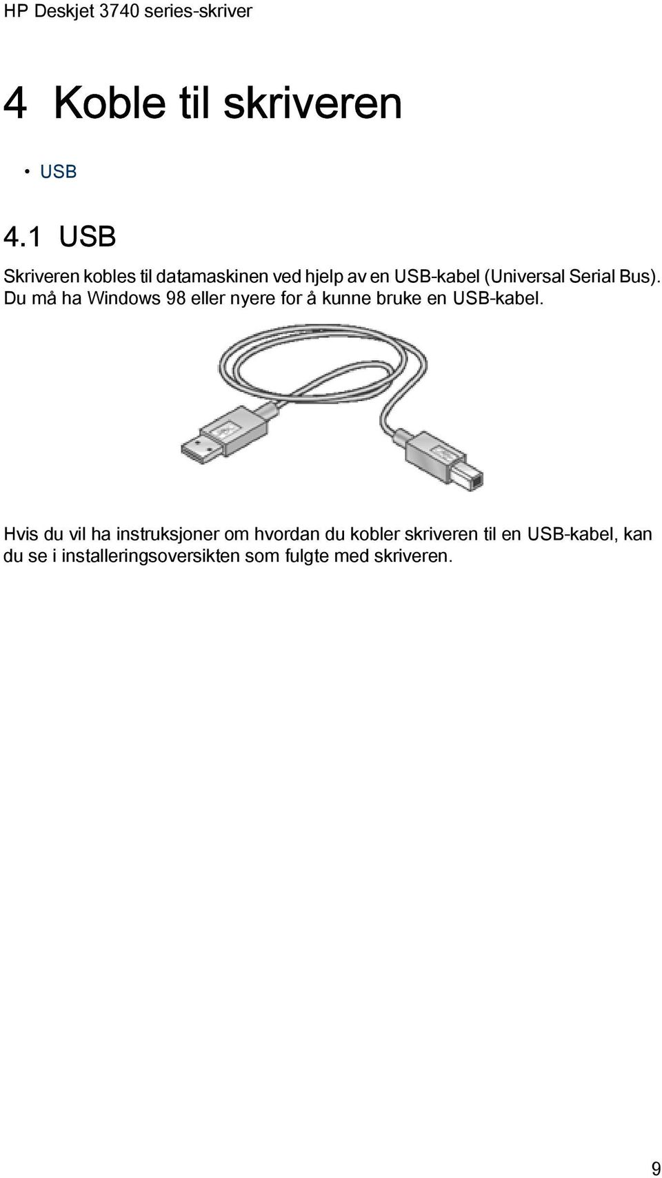 Serial Bus). Du må ha Windows 98 eller nyere for å kunne bruke en USB-kabel.